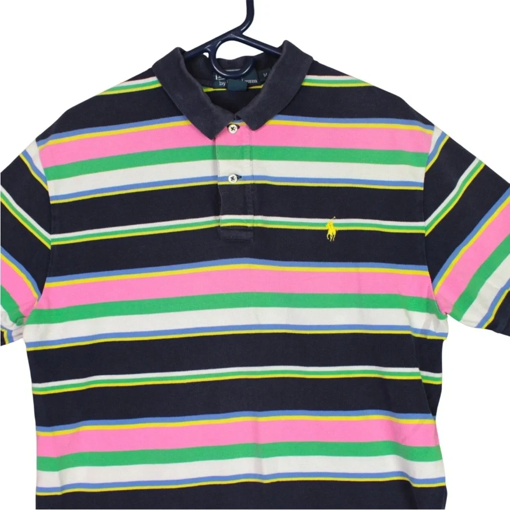 Vintage Polo Ralph Lauren Polo Shirt short sleeve Striped Size Medium 90S